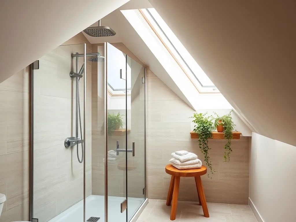 Prysznic na poddaszu pod skosem – pomysły