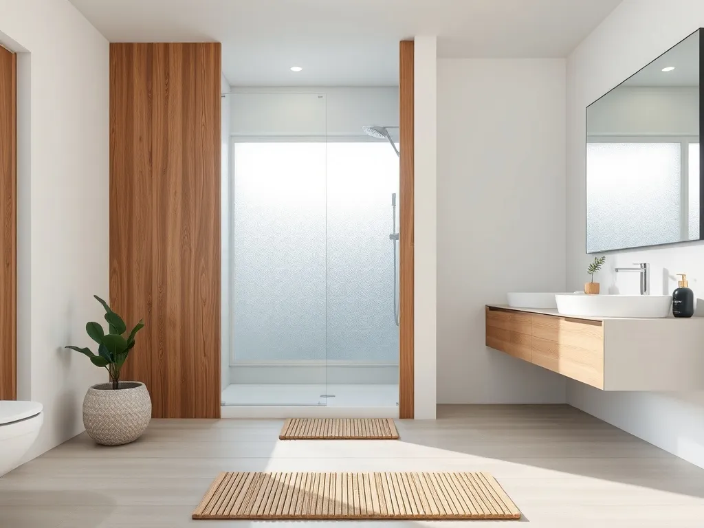 Łazienka biel i drewno – jaki prysznic?