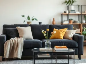 Jaki dywan do szarej kanapy i brązowych mebli?