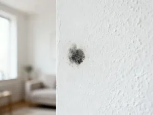 Bujny skrzydłokwiat w ceramicznej doniczce z widoczną strukturą zdrowej ziemi w jasnym, słonecznym salonie.