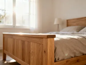 Nowoczesne, szare łóżeczko turystyczne ustawione w przytulnym, słonecznym salonie.
