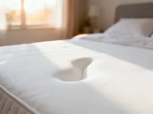 Nowoczesna sypialnia z drewnianym łóżkiem o długości 220 cm, zapewniającym komfort osobom wysokim.