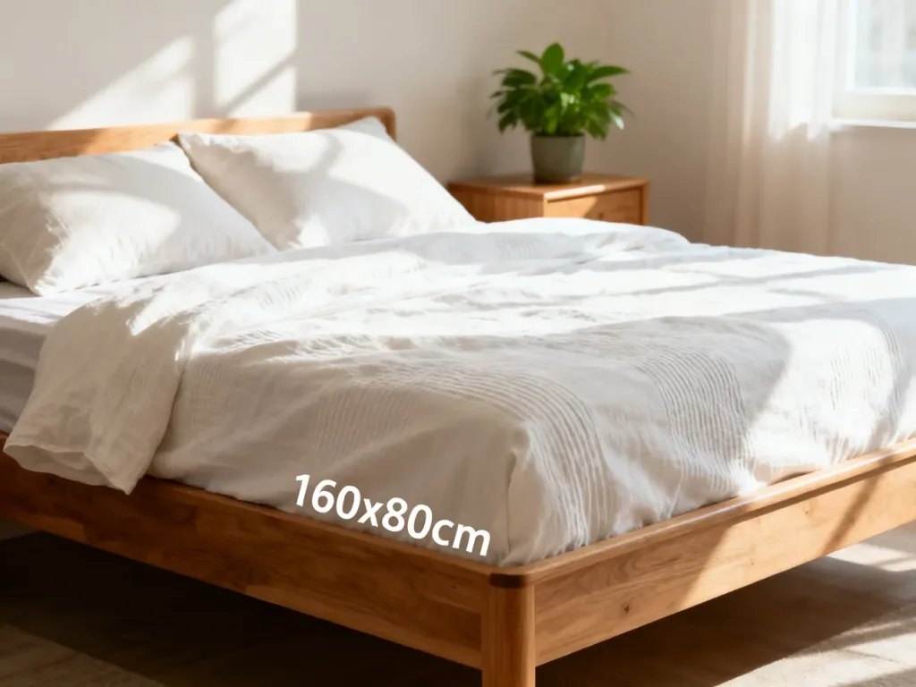 Przytulne łóżko 160x80 z białą pościelą z lnu w jasnym, minimalistycznym wnętrzu sypialni.